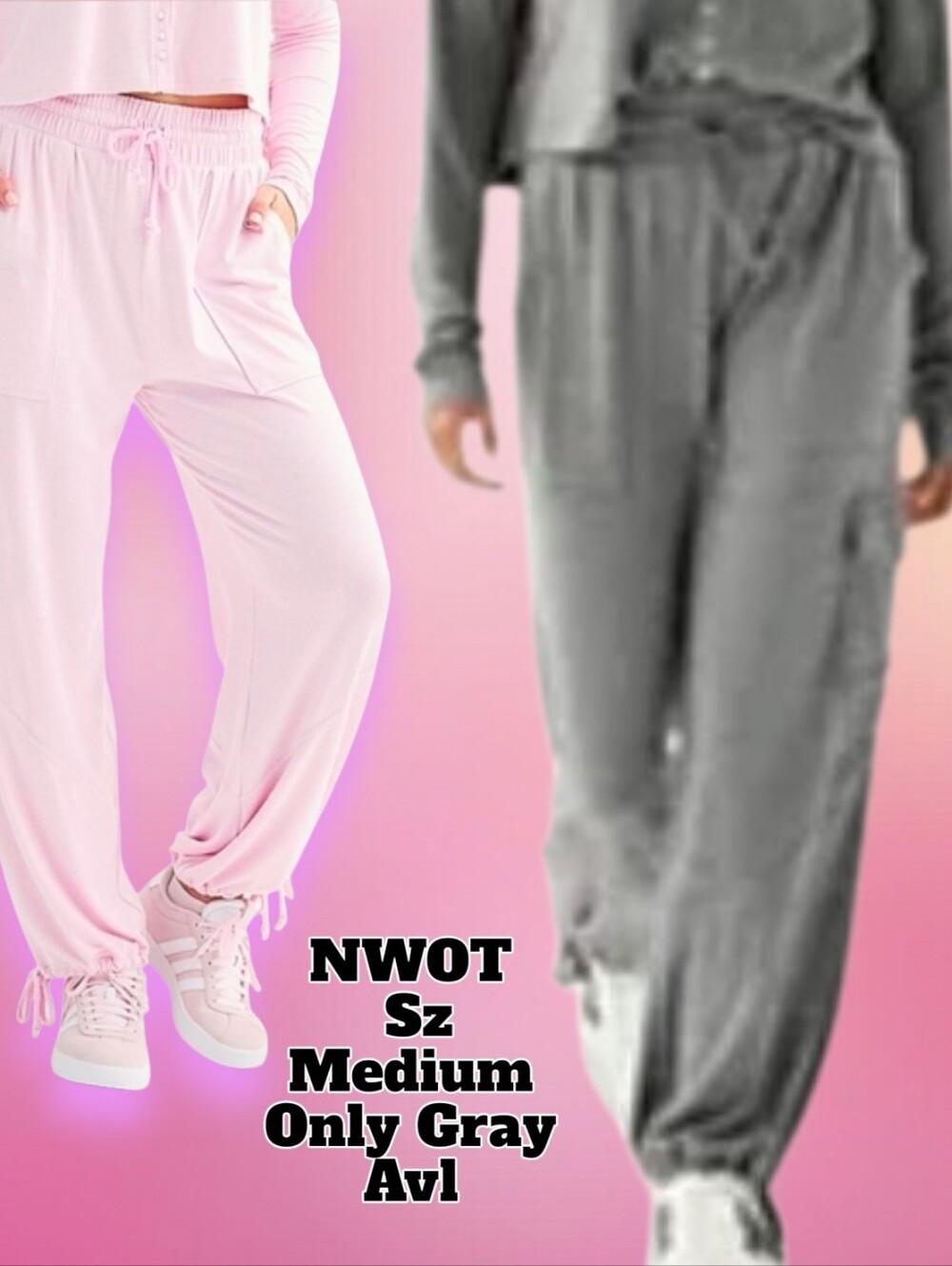 NWOT Sz Medium Hacchi Cinch Cargo Joggers 2 Pockets & 1 Cargo Pocket